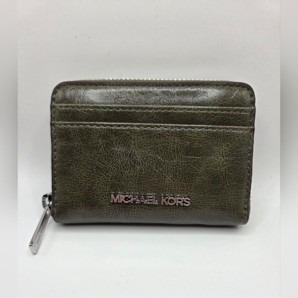 Michael Kors Olive Jet Set Travel Faux Leather Wallet/Cardcase - Picture 1 of 9
